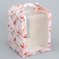 Коробка под торт, кондитерская упаковка, &laquo;Сакура&raquo;, 15 х 15 х 18 см