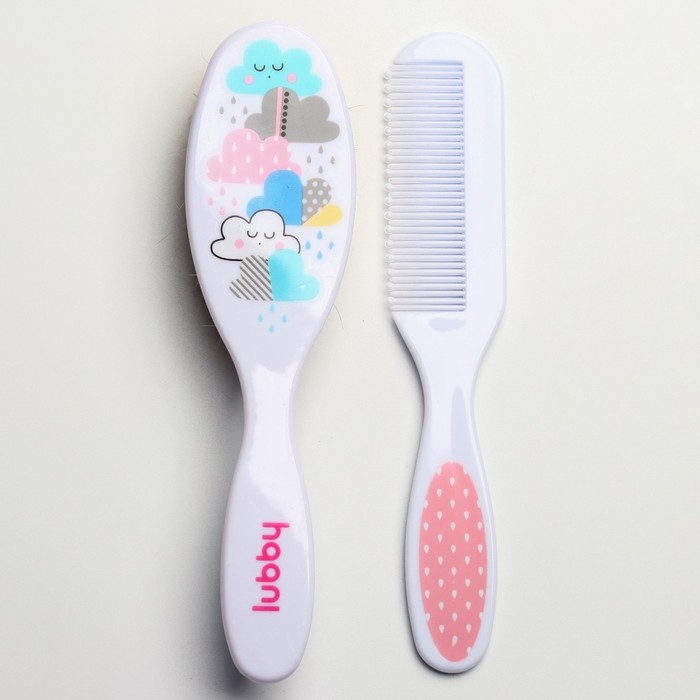 Расчёска детская + массажная щётка с натуральной щетиной для волос в наборе &laquo;Малыши и малышки&raquo;, от 0 мес.