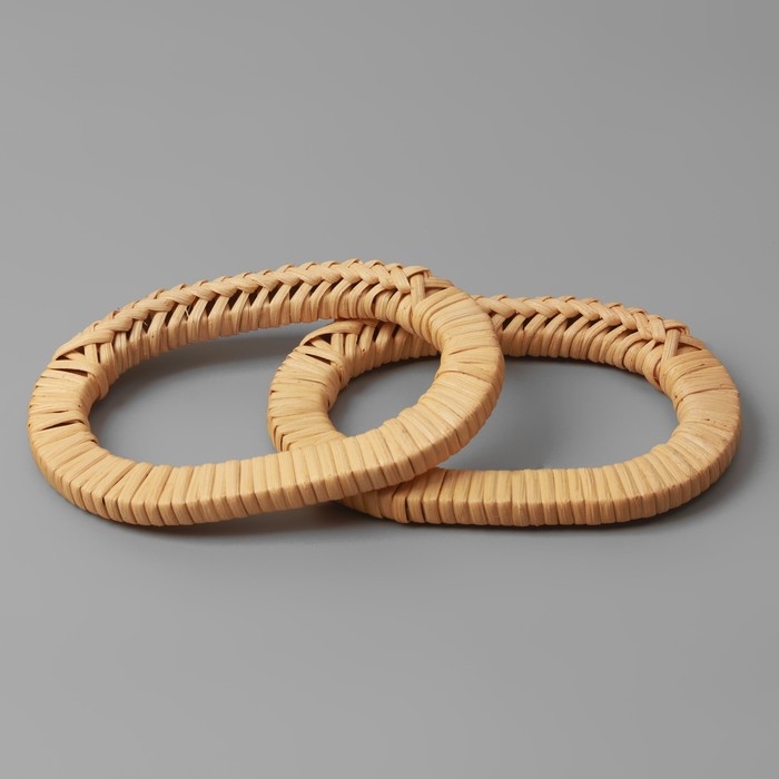 Ручки для сумок деревянные, плетёные, d = 9,8 × 5,9 / 13,5 × 9,5 см, 2 шт, цвет бежевый Ручки для сумок деревянные, плетёные, d = 9,8 × 5,9 / 13,5 × 9,5 см, 2 шт, цвет бежевый