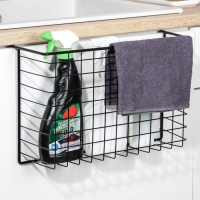 Корзина сетчатая навесная на полку Доляна, 40,5&times;25&times;14 см, цвет чёрный