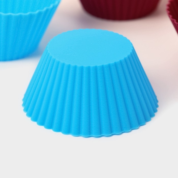 Набор форм для выпечки Доляна &laquo;Риб.Круг&raquo;, силикон, 7&times;3,3 см, 6 шт, цвет МИКС