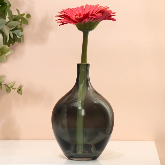 Ваза для цветов &laquo;Винтаж&raquo; из прозрачного серого стекла 20 х 14 х 14 см