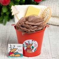 Подарочный набор новогодний "С НГ" полотенце и аксессуары Подарочный набор новогодний "С НГ" полотенце и аксессуары