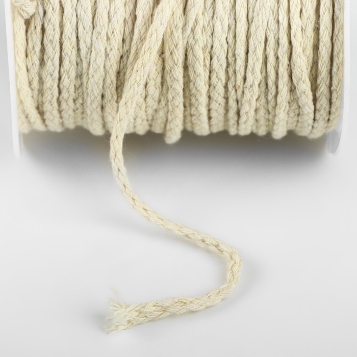 Шнур для плетения, хлопок, d = 3 мм, 50 ± 1 м, без сердечника, цвет белый Шнур для плетения, хлопок, d = 3 мм, 50 ± 1 м, без сердечника, цвет белый