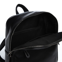 Рюкзак женский из искусственной кожи на молнии, 2 кармана, цвет чёрный