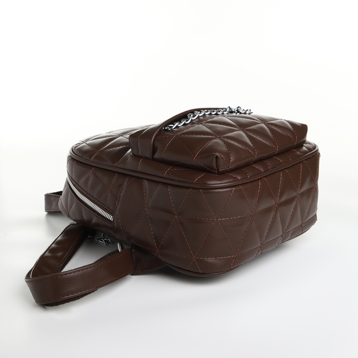 Рюкзак женский на молнии, цвет коричневый