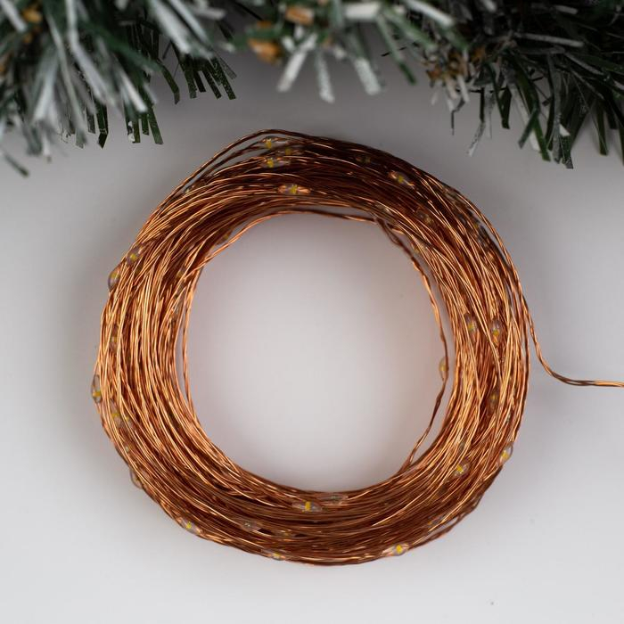 Гирлянда &laquo;Нить&raquo; 20 м роса, IP20, медная нить, 200 LED, свечение тёплое белое, 12 В