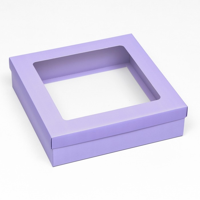 Коробка подарочная складная, упаковка, крышка-дно, сиреневая, с окном 30 х 30 х 8 см Коробка подарочная складная, упаковка, крышка-дно, сиреневая, с окном 30 х 30 х 8 см