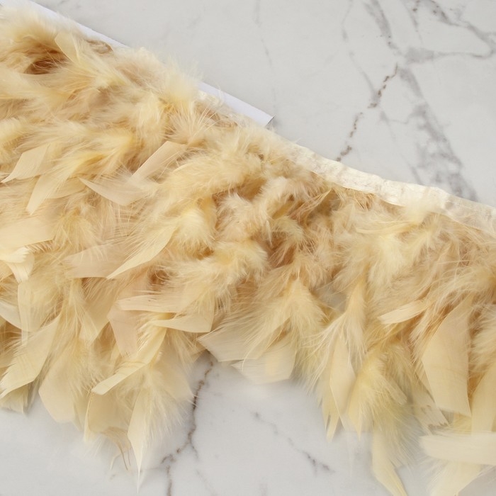 Тесьма с перьями индюка, 13-17 см, 5 &plusmn; 0,5 м, цвет сливочный
