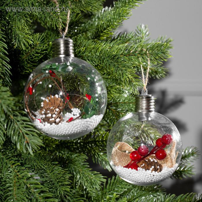 Набор ёлочных шаров «Ветка ели и ягоды» 2 шт., батарейки, 5 LED, свечение тёплое белое Набор ёлочных шаров «Ветка ели и ягоды» 2 шт., батарейки, 5 LED, свечение тёплое белое