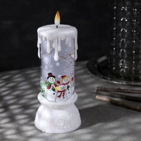 Светодиодная фигура &laquo;Свеча со снеговиком&raquo; 10 &times; 23 &times; 10 см, пластик, батарейки ААх3 (не в комплекте), свечение RGB