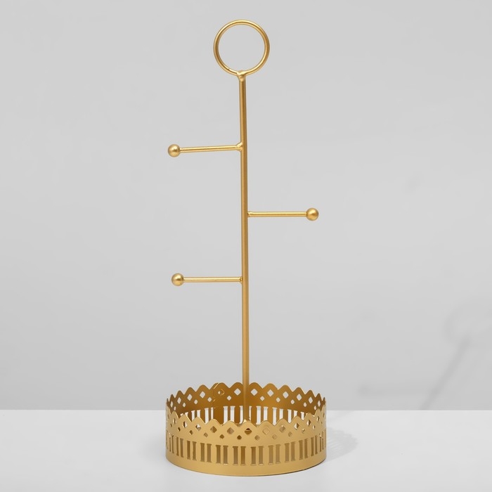 Подставка для украшений с местом для хранения «Сканди», 12,5×28,5 см, цвет золото Подставка для украшений с местом для хранения «Сканди», 12,5×28,5 см, цвет золото