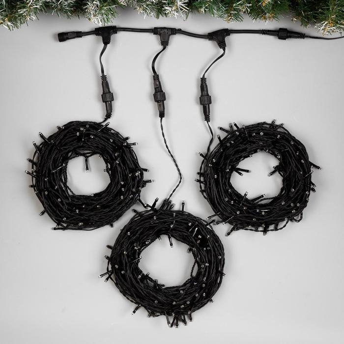 Гирлянда &laquo;Клип-лайт&raquo; 3 нити по 20 м, IP44, УМС, тёмная нить, 399 LED, свечение белое, 8 режимов, 24 В