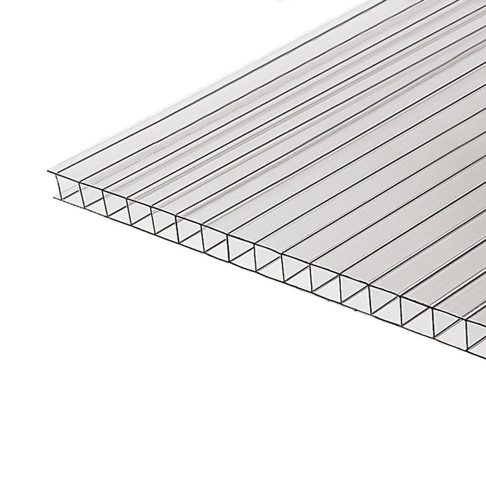 Сотовый поликарбонат 6 мм, 2.1 × 6 м, УФ, прозрачный Сотовый поликарбонат 6 мм, 2.1 × 6 м, УФ, прозрачный