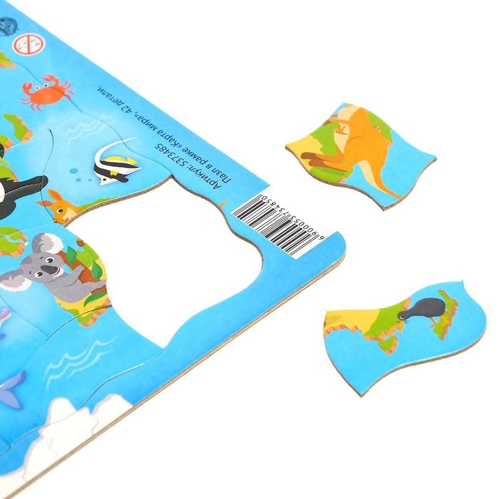 Пазл в рамке «Карта мира», 42 детали Пазл в рамке «Карта мира», 42 детали