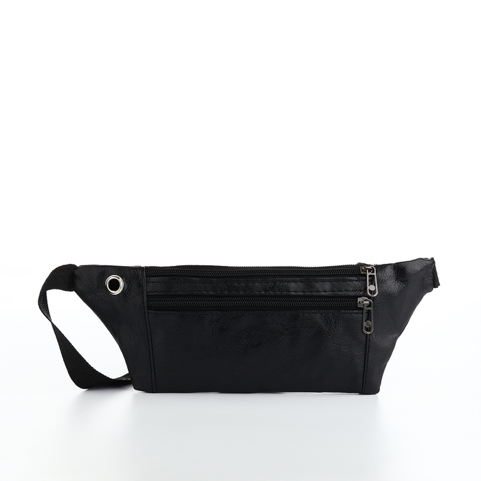 Поясная сумка на молнии, 2 наружных кармана, цвет чёрный Поясная сумка на молнии, 2 наружных кармана, цвет чёрный