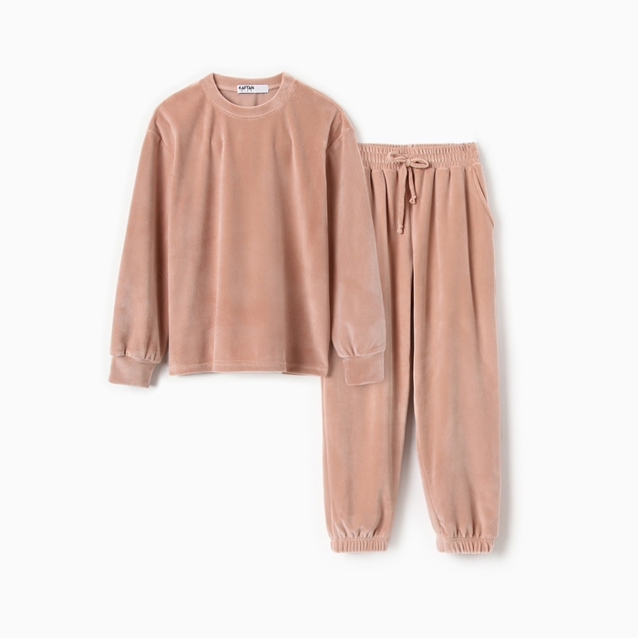 Костюм детский (свитшот, брюки) KAFTAN Plushy р.32 (110-116), бежевый Костюм детский (свитшот, брюки) KAFTAN Plushy р.32 (110-116), бежевый