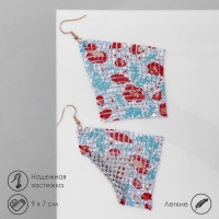 Серьги висячие &laquo;Ромб&raquo; кольчуга, цветы маки, цвет красно-голубой, 9 см