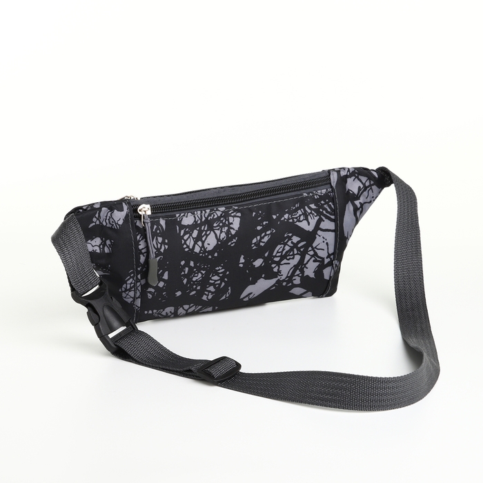 Поясная сумка на молнии, наружный карман, разъем для USB, цвет чёрный