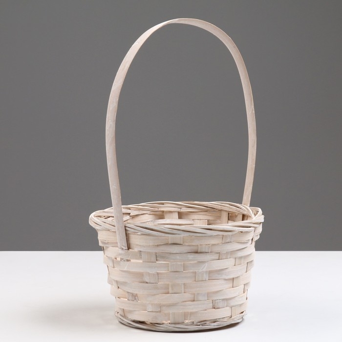 Корзина плетеная, D17 х 9 х 30 см, белая, бамбук Корзина плетеная, D17 х 9 х 30 см, белая, бамбук