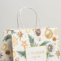 Пакет подарочный новогодний крафтовый &laquo;Сказочный праздник&raquo;, 25 х 22 х 12 см, Новый год