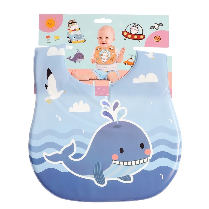 Нагрудник для кормления &laquo;Любимый малыш: Китёнок&raquo;, непромокаемый, цвет синий