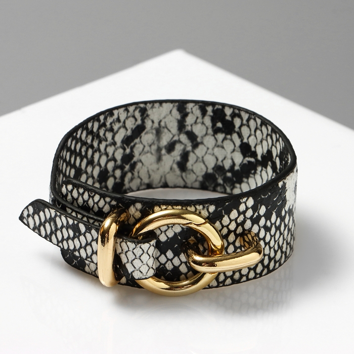 Браслет кожа &laquo;Сафари&raquo; змея, цвет бело-чёрный L=17,5см