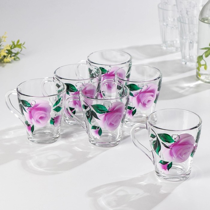 Набор кружек &laquo;Розовые лепестки&raquo;, 250 мл, в подарочной упаковке, 6 шт, микс