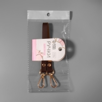 Ручка для сумки из натуральной кожи, с карабинами, 30 &plusmn; 2 см &times; 1,2 см, цвет коричневый/золотой
