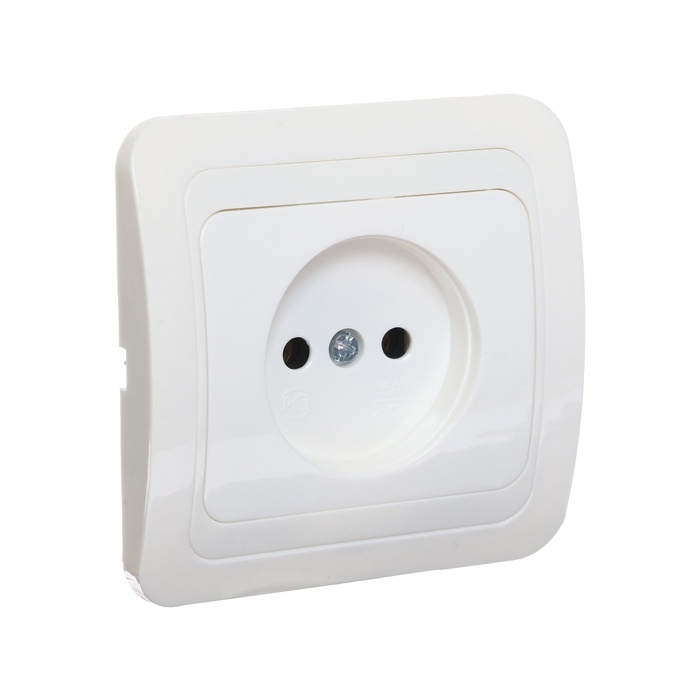 Розетка одноместная Luazon Lighting "Орион", 10 А, скрытая, без з/к, белая