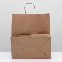 Пакет крафт без печати, круглая ручка 32&times;18&times;37 см