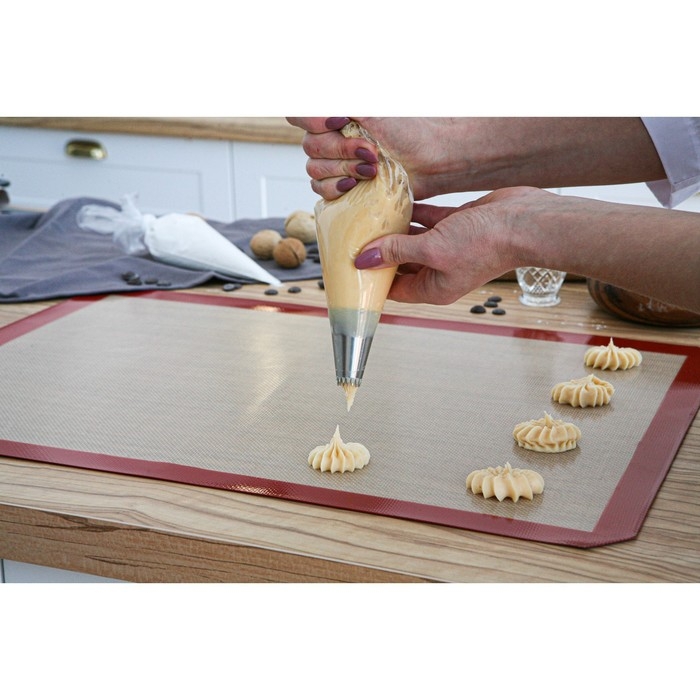 Коврик для выпечки армированный Доляна, силикон, 40&times;60 см, бежевый