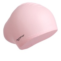 Шапочка для плавания силиконовая для длинных волос, цвет розовый