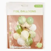 Воздушные шары "Зеленые грани" фольга, латекс, набор 12 штук