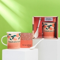 Кружка &laquo;Выбирай счастье&raquo; с ложкой и подставкой, 300 мл