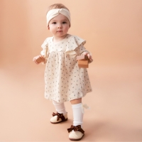 Платье с дл. рукавом Крошка Я Wildflowers, рост 92-98 см, бежевый