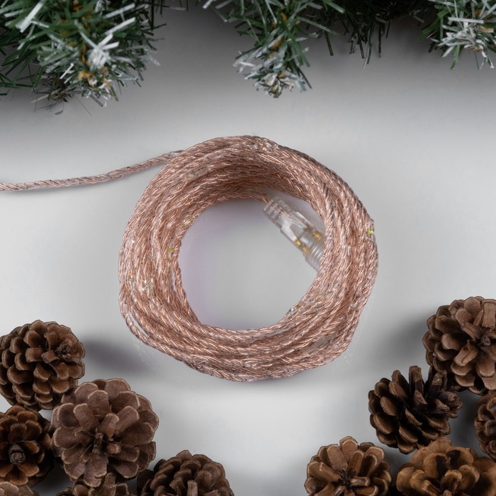 Гирлянда &laquo;Нить&raquo; 10 м роса, IP44, медная нить, 100 LED, свечение зелёное, мерцание, 220 В