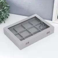 Шкатулка бархат для браслетов "Серый туман" 5х20х28 см