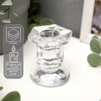 Подсвечник стекло на 1 свечу "Юнона", прозрачный 6х5х4,5 см Подсвечник стекло на 1 свечу "Юнона", прозрачный 6х5х4,5 см