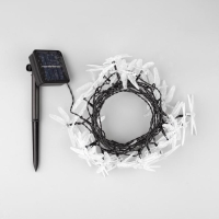 Гирлянда &laquo;Нить&raquo;, 4.5 м, с насадками в виде стрекоз, IP44, 30 LED, 2 режима, солнечная батарея, тёмная нить, свечение тёплое белое