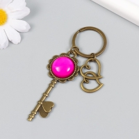 Брелок металл, стекло "Двойное сердце и ключик" бронза 10 см Брелок металл, стекло "Двойное сердце и ключик" бронза 10 см