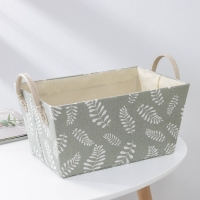 Корзина для хранения с ручками Доляна &laquo;Листья&raquo;, 31,5&times;21&times;21 см, цвет серо-зелёный