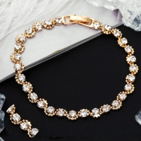 Браслет со стразами &laquo;Лёд&raquo; ручей, цвет белый золоте, 18 см