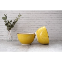 Салатник керамический Доляна &laquo;Морской мир&raquo;, 800 мл, d=14 см, цвет жёлтый