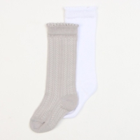 Гольфы ажурные 2 пары Крошка Я 12-14 см, белый/серый Гольфы ажурные 2 пары Крошка Я 12-14 см, белый/серый