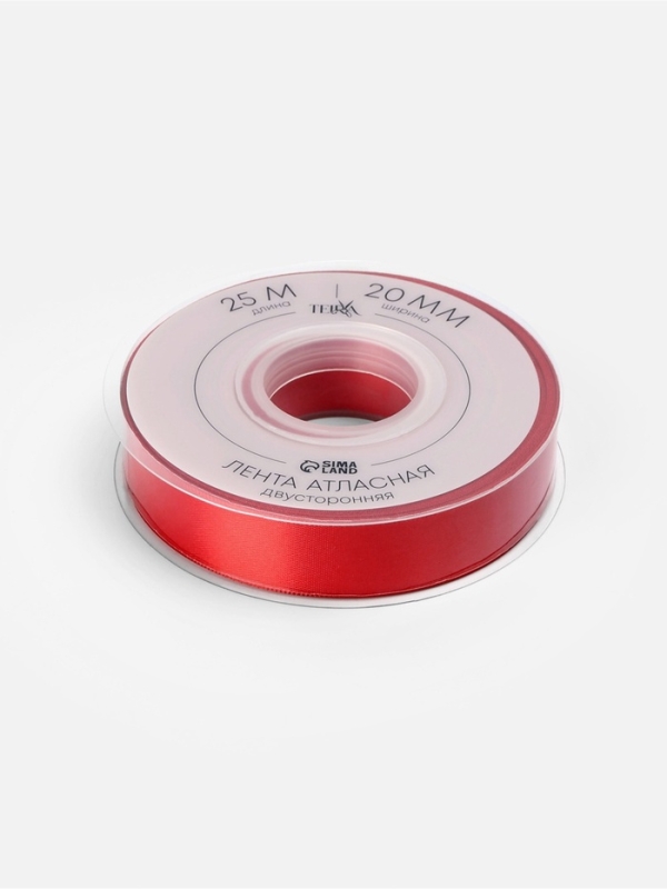 Лента атласная двухсторонняя №0250 20мм*25&plusmn;1м алый TR