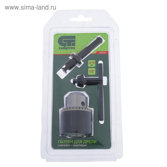 Патрон для дрели Патрон для дрели "Сибртех" 168177, ЗВП 1.5–13 мм, 1/2", адаптер SDS PLUS