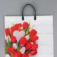 Пакет "С любовью", полиэтиленовый с пластиковой ручкой, 38 х 34 + 3 см, 90 мкм