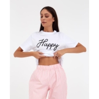 Брюки женские KAFTAN "Beautiful", цв. белый/розовый, р. 48-50 Брюки женские KAFTAN "Beautiful", цв. белый/розовый, р. 48-50