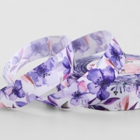 Лента репсовая 25мм*25&plusmn;1ярд(23м&plusmn;1м) акварельные цветы АУ